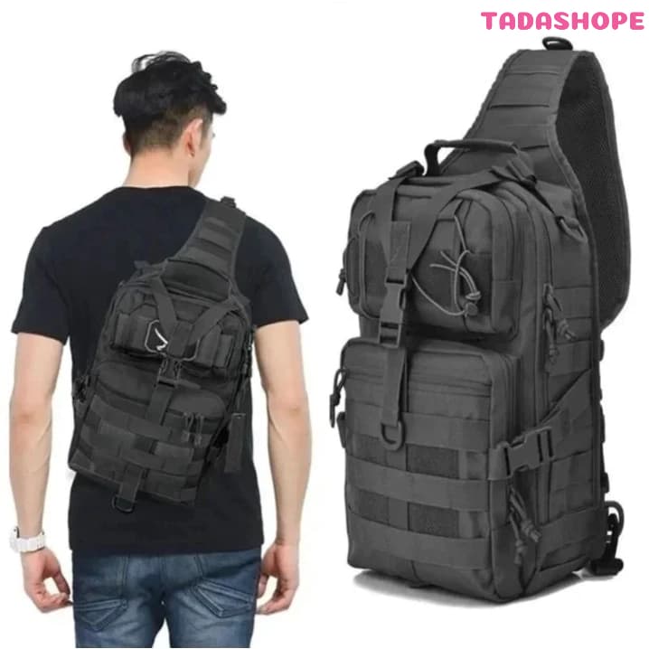Mochila 20L Tática Pequena com Alça Transversal 25x14x35cm Nylon Reforçado 20L TADASHOPE