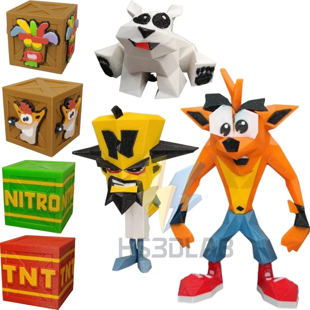 Crash Bandicoot Boneco Premium Playstation Low Poly Aku Aku Colecionável Articulado Decorativo Game