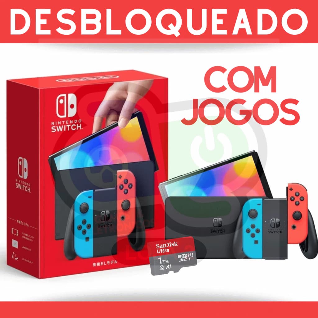 Nintendo Switch Oled ou Lite Desbloqueado Novo + Cartão de memória Original + Garantia