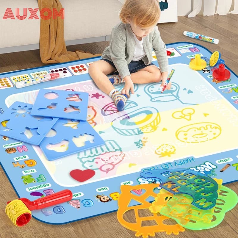 Tapete Educativo de Desenho com Água 150x100cm Reutilizável com Caneta Mágica