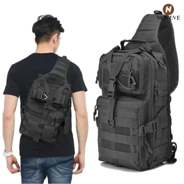 Mochila 20L Tática Pequena com Alça Transversal 25x14x35cm Nylon Reforçado 20L NOVEVE