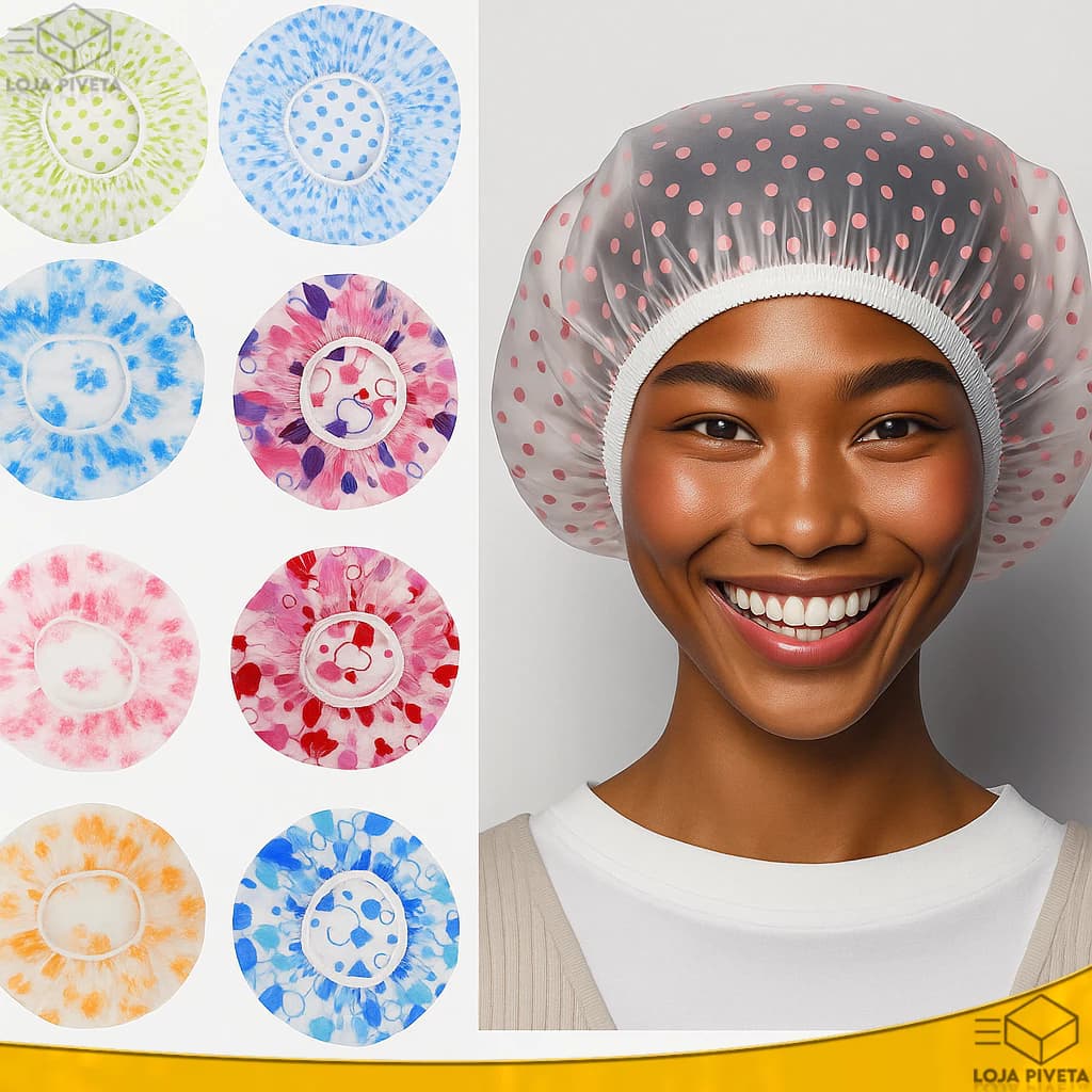 Kit 3 Touca De Banho Impermeável 25cm Com Elástico Tintura Hidratação Diversas Estampas FRETE GRÁTIS