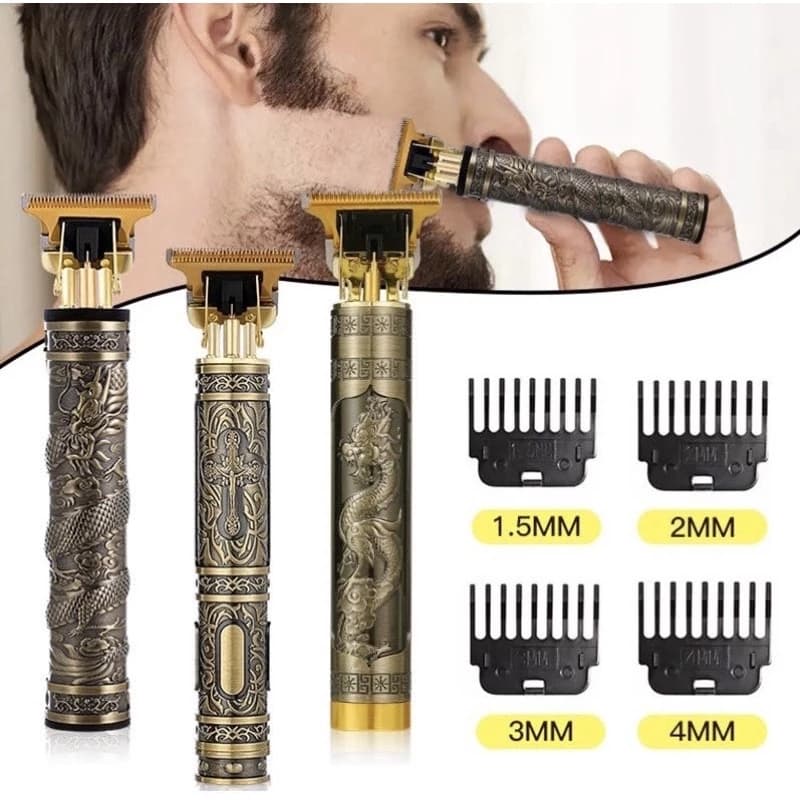 Máquina de Cortar Cabelo Profissional Sem Fio - Barbeiro Recarregável com Design Dragão