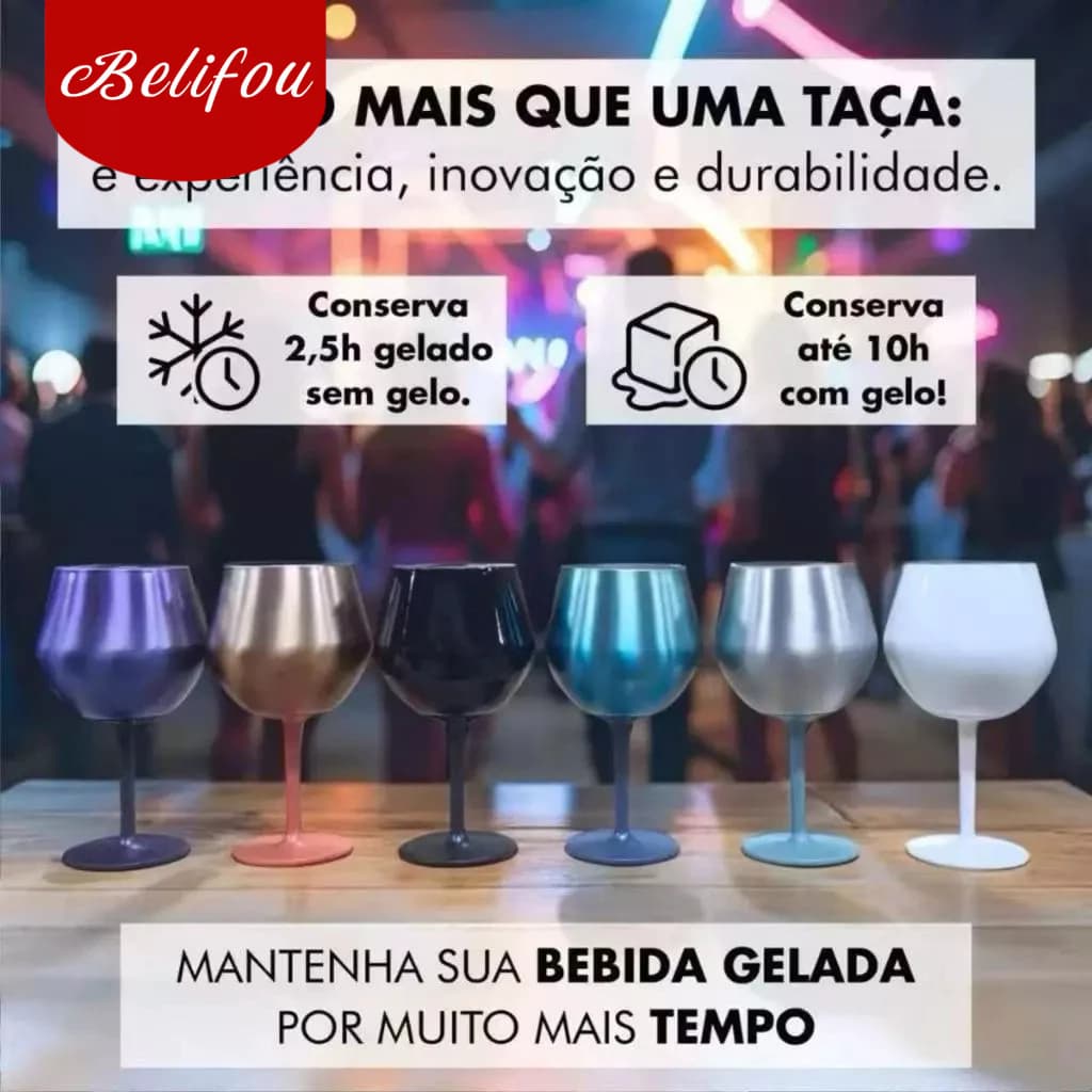 Belifou 420ML Taça Copo Térmico De Aço Inoxidável 2 Em 1 Para Gin Vinho Drink Bebidas 14oz