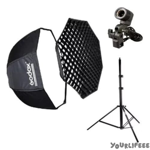 Kit Softbox Godox 120cm C/ Grid + Tripé + Suporte P/ Lâmpada