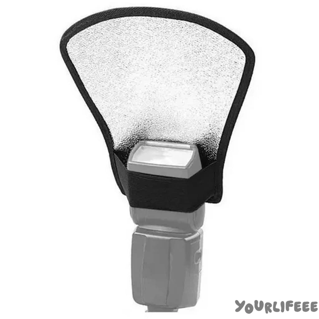 Rebatedor Difusor Flash Canon Nikon 2 Em 1 Branco Prata