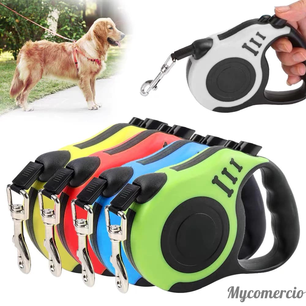 Coleira Guia Retrátil 5 Metros Pets Cachorro Cães Gatos Resistente Com Trava Até 11.33kg