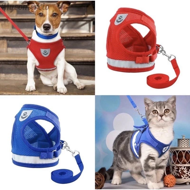 Peitoral Com Guia para Caes E Gatos Colete Regulavel Super Confortavel para Cachorro