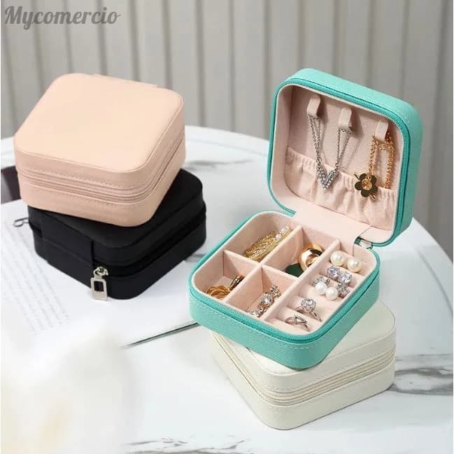 Porta Jóias Portátil | Kits 1 e 5 Peças | Caixa + Bolsa de Armazenamento | Colares, Brincos & Anéis