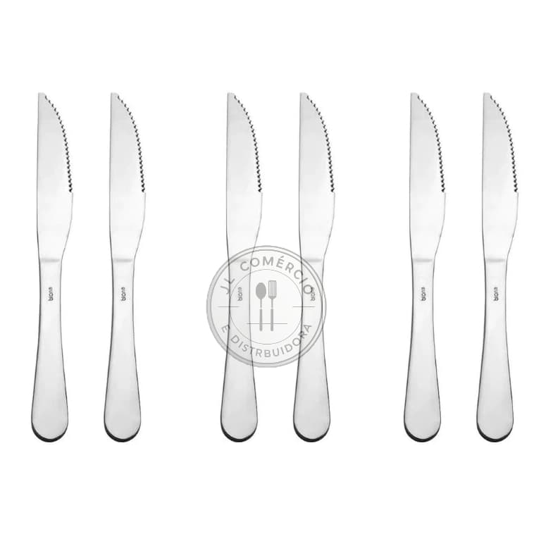 Jogo Talher Faca De Cozinha Carnes Biona Basis 6un Aço Inox