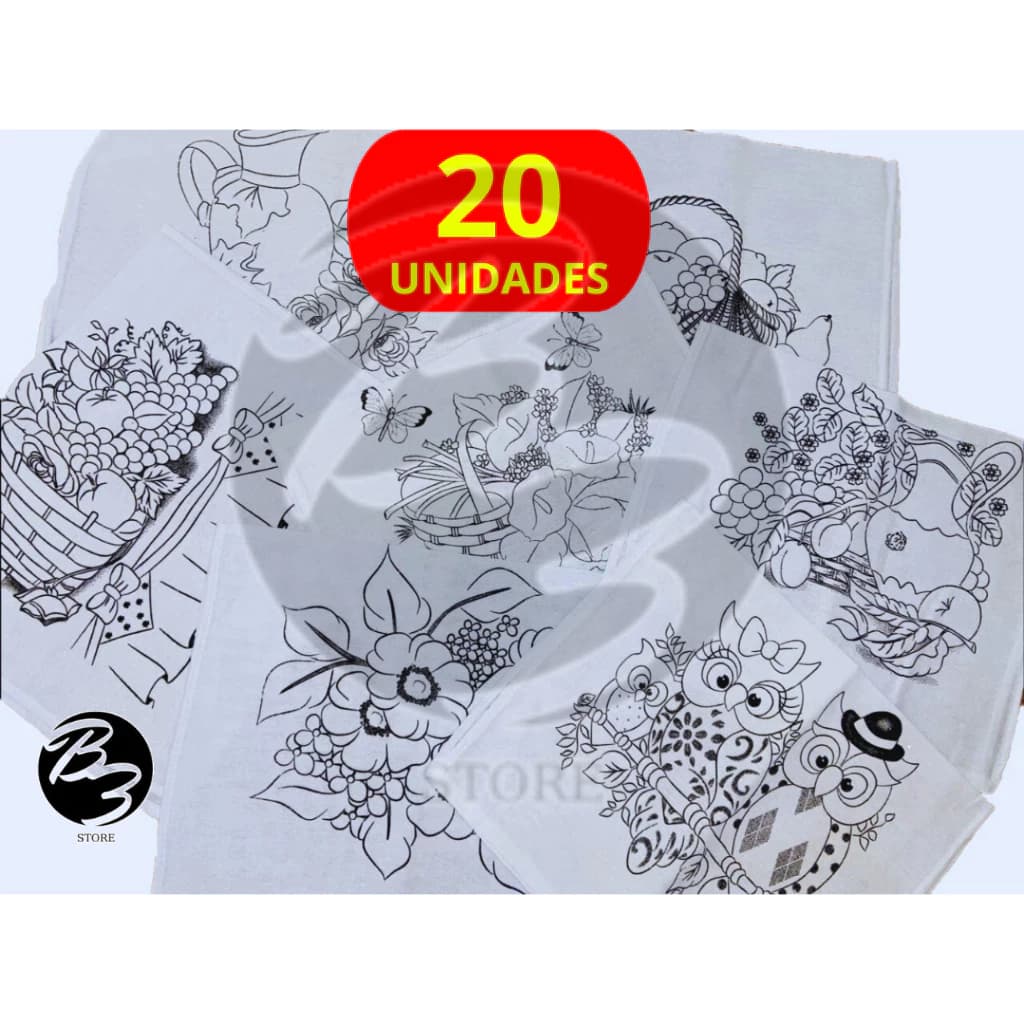 Kit Pano De Prato Copa Desenhado Riscado Para Pintura Bainha Premium