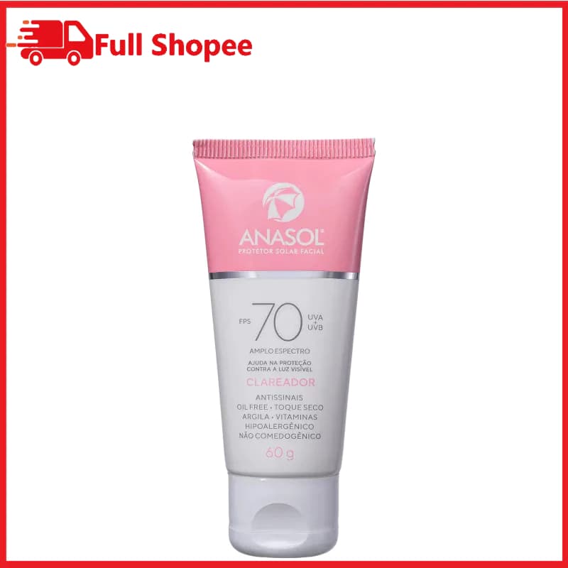 Anasol Protetor Solar Facia Clareador Oil Free Toque Seco FPS 70 UVA 60g