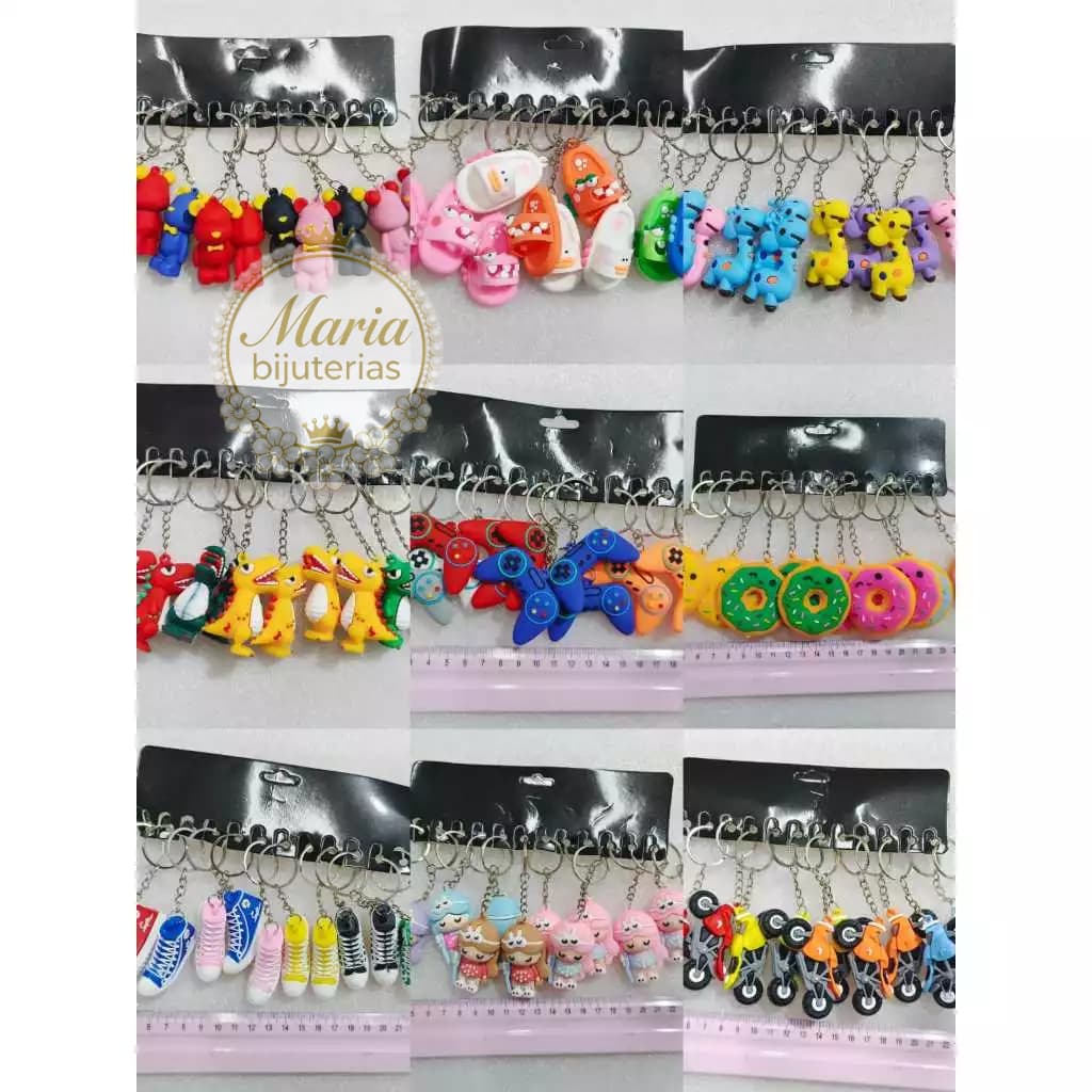 CHAVEIRO  PACOTE COM 12 KIT ATACADO REVENDA EMBORRACHADO MUITOS MODELOS