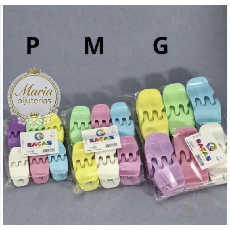 Kit 60 Piranhas Tridente Prendedor de Cabelo Presilha Cores Variadas P, M, G