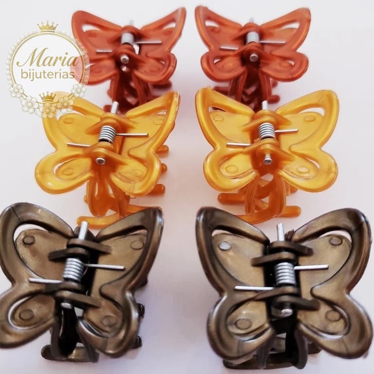 kit 12 unidades Piranhas de cabelo Borboleta Grande - Raças