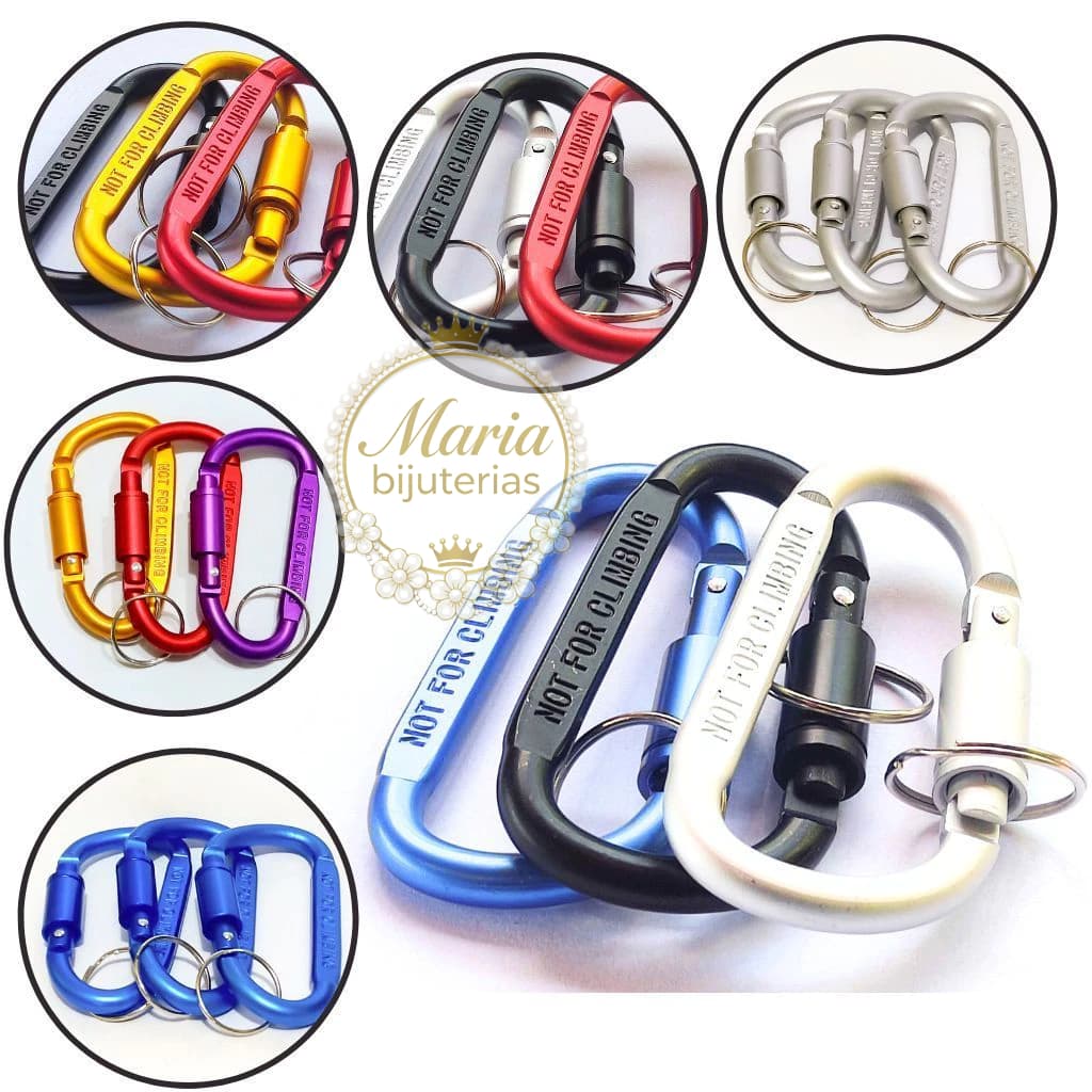 Kit 3/6 Chaveiro Mosquetão Reforçado Liga de Alumínio 8 cm
