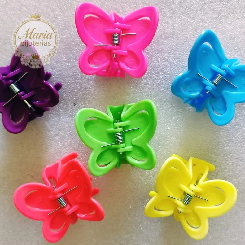 kit 12 unidades Piranhas de cabelo Borboleta Pequeno - Raças