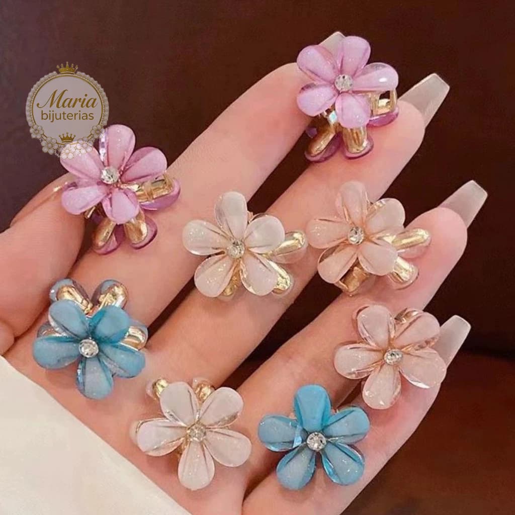 Kit 6/12 peças dupla face flor de grampo de cabelo piranha de cabelo para meninas acessórios de estilo de cabelo