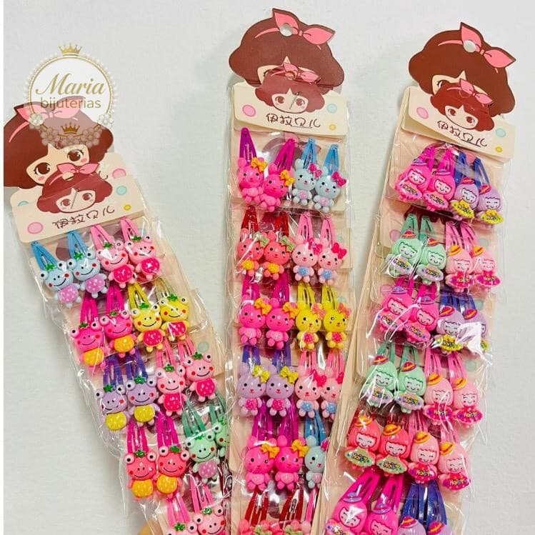 20/40/80 Tic Tac Rabico de Cabelo Infantil Colorida 20 Tic Tac/Frutinha /Animais /Laçinho.