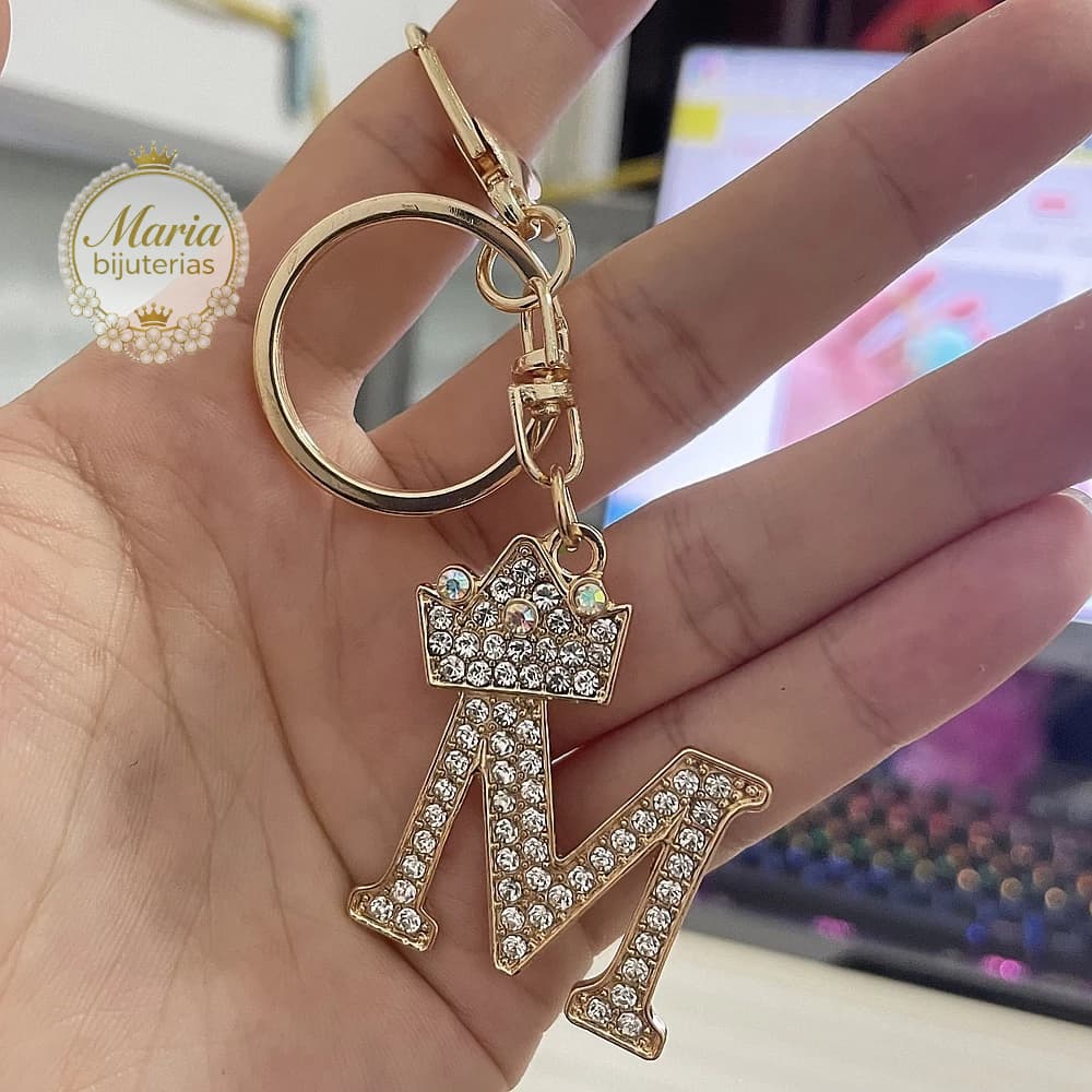 A-Z letra chaveiro de letra strass（envia cor aleatória)