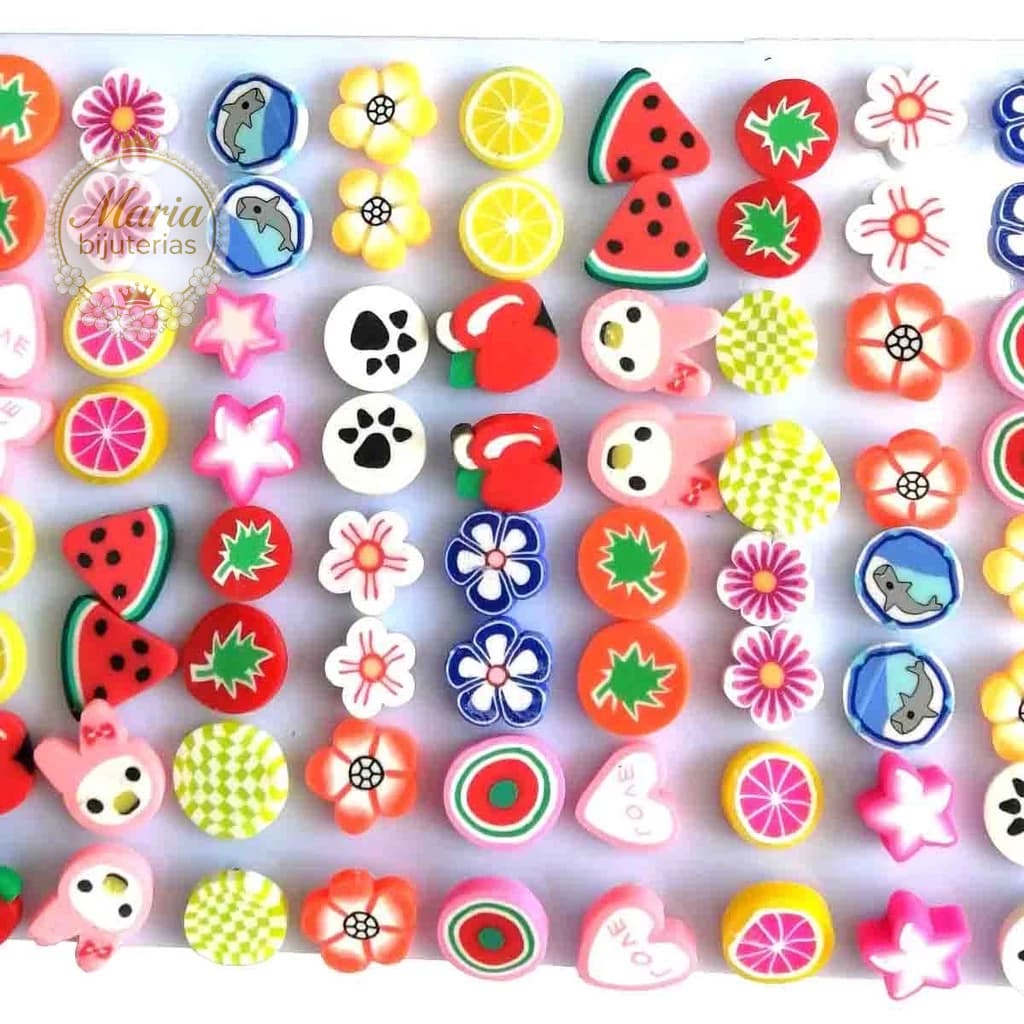 kit 36 pares Brincos Infantil misturado Fruta/animal Resina Acrílico colorido