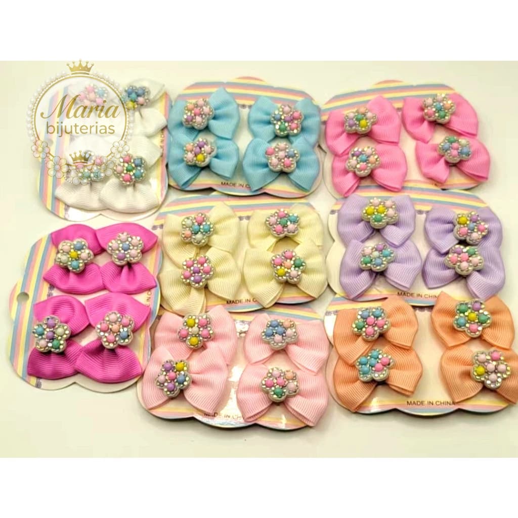 Kit com 12/20 Laços Infantil pequenos de bico de pato com strass