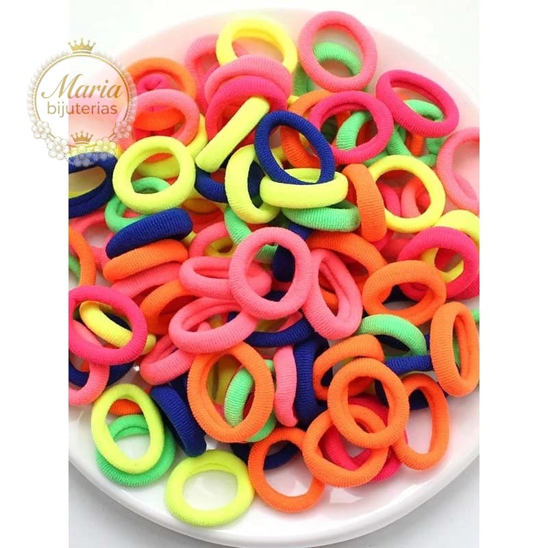 kit 100 elasticos de Cabelo Tipo Meia Xuxinha Criança Adulto Infantil Rabicó  Pequeno
