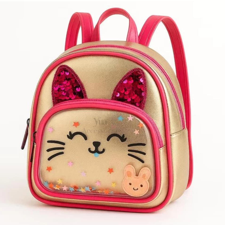 Mochila escolar gata infantil de menina dois divisórios alça regulavel