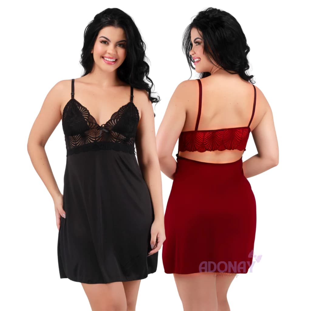 Kit 2 Camisola Feminina Sensual Com Renda Linha Noite Camisola Com Calcinha Sexy de Renda Conforto