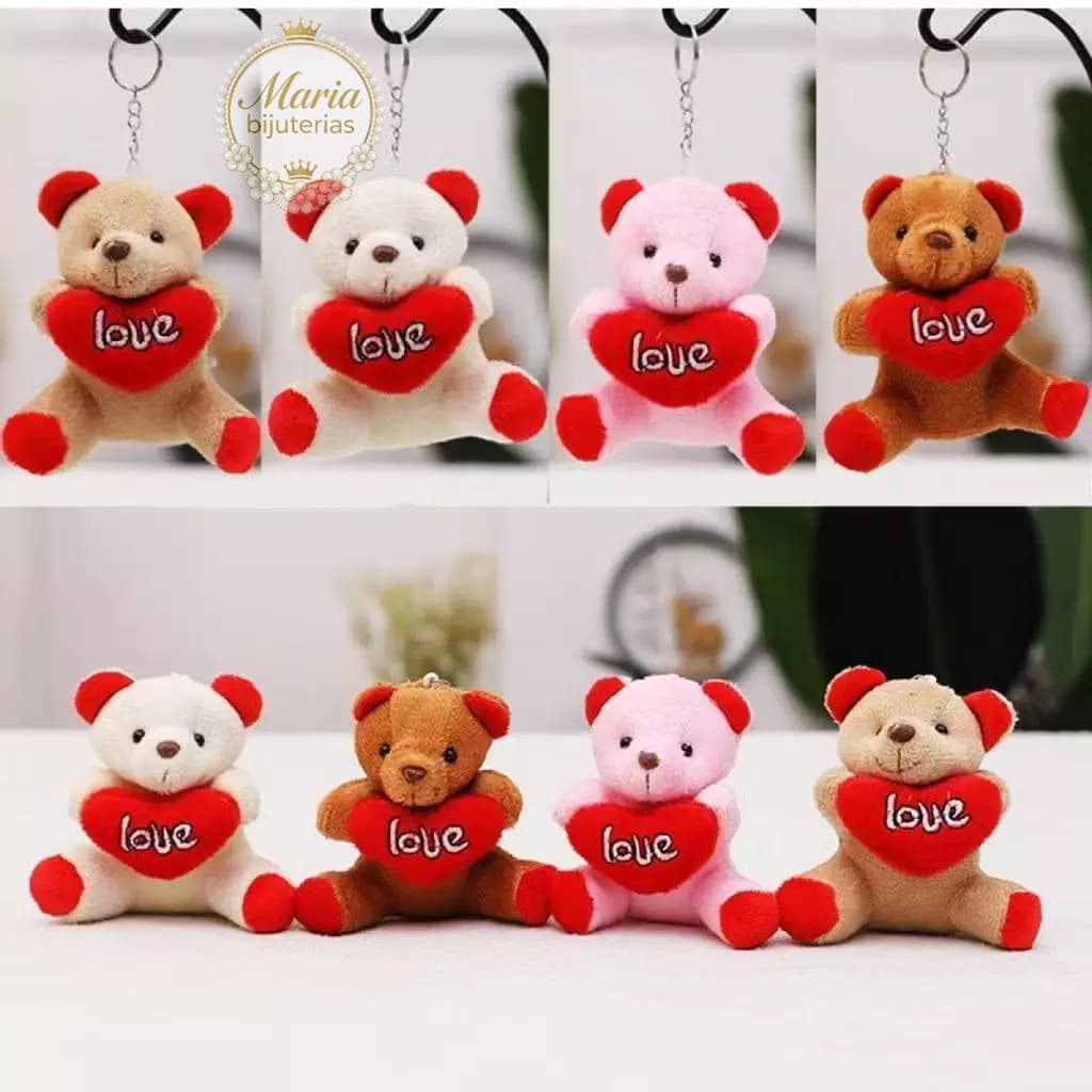 kit 12 Chaveiro e corações de urso