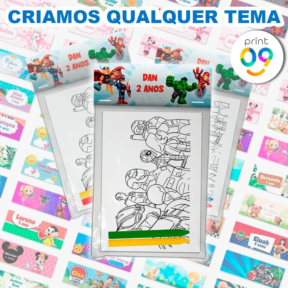 Kit Colorir Festa Surpresa Aniversário Infantil Vingadores Bebe Ou Outros Temas
