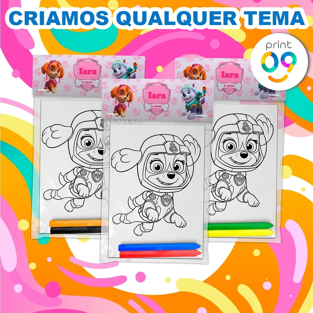 Kit Colorir Festa Surpresa Aniversário Infantil Skye e Everest Ou Outros Temas