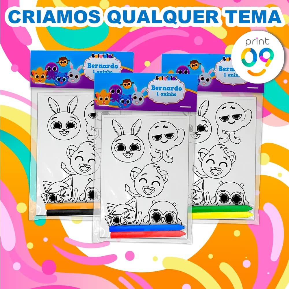 Kit Colorir Festa Surpresa Aniversário Infantil Bolofofos Ou Outros Temas