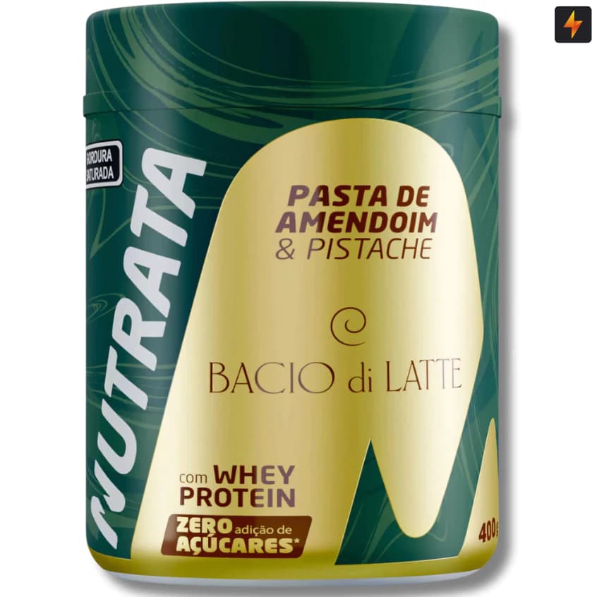 Pasta De Amendoim Nutrata 400g Com Whey Protein- Pistache Bacio Di Latte