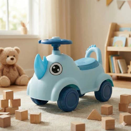 Andador Bebê I Infantil Rinoceronte Primeiros Passos Seguro Azul-claro