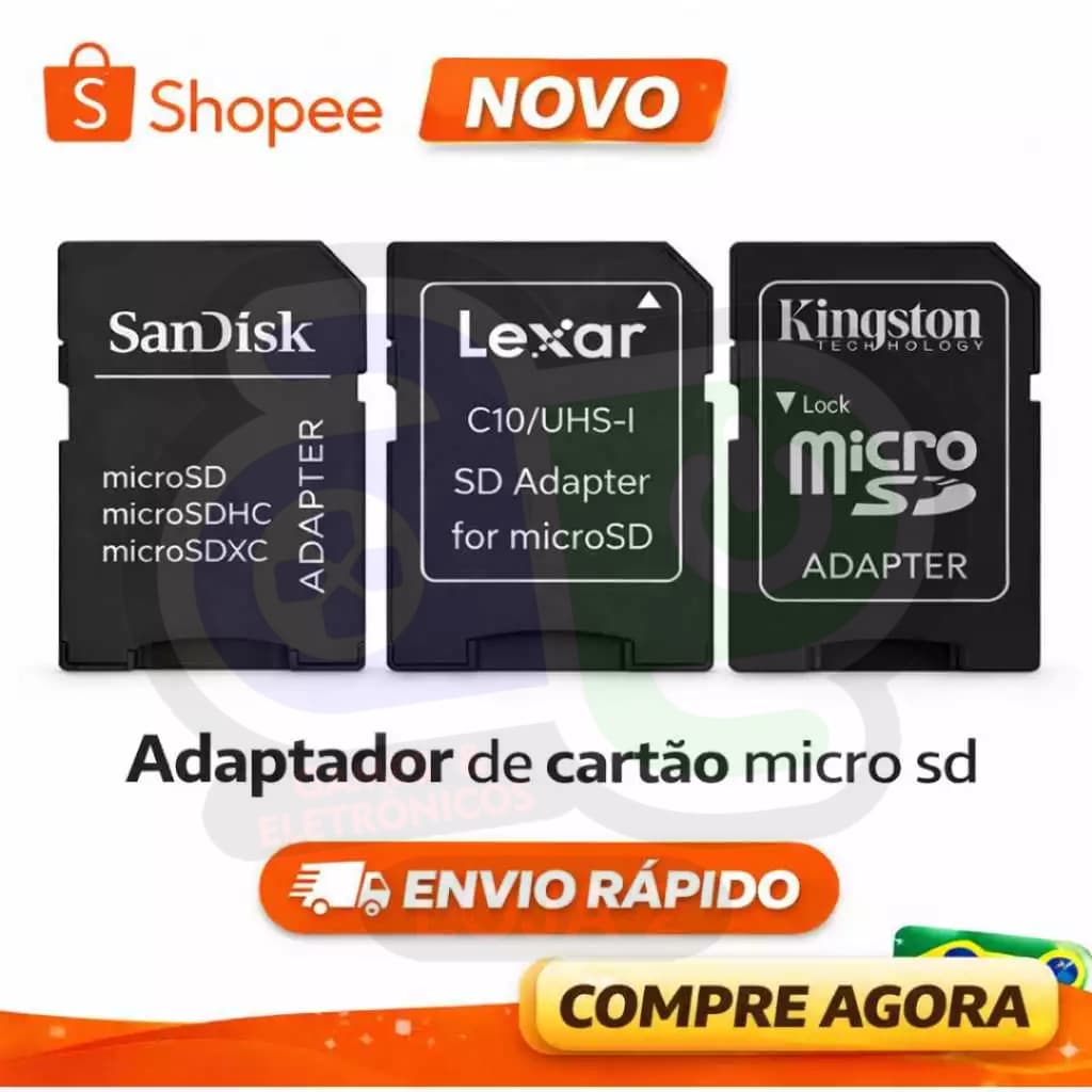 Adaptador de Cartão SD para Micro SD – Novo Envio Rápido