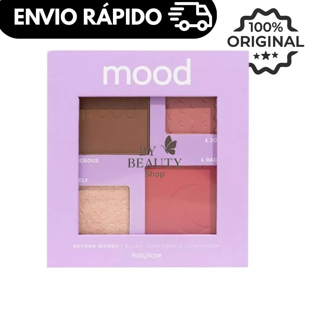Paleta Quarteto Mood Ruby Rose HB-F586 – Blush, Contorno e Iluminador 20g