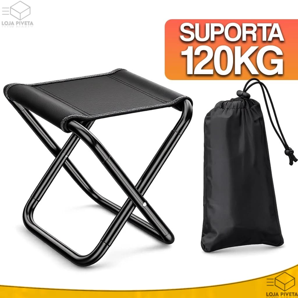 Banco Banqueta Dobrável Cadeira Retrátil 120kg Leve Compacto Com Bolsa Para Transporte Camping Pesca