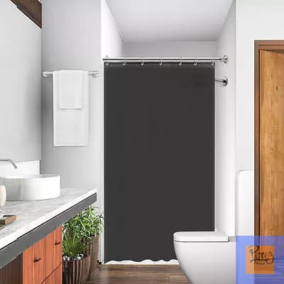 Cortina Para Box Banheiro Liso Com Gancho Poliester