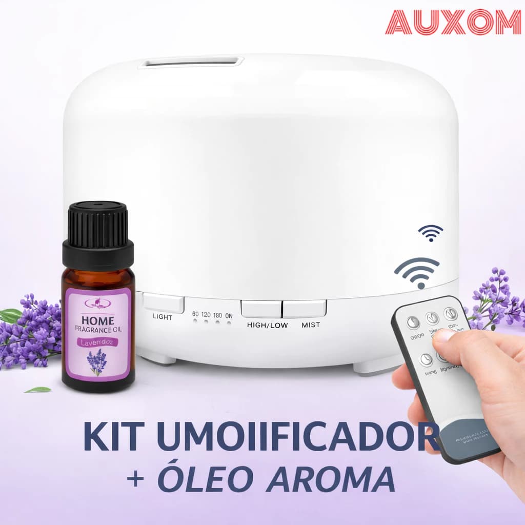 500ML Umidificador Difusor Aromatizador Luz LED De 7 Cores Com Controle Remoto