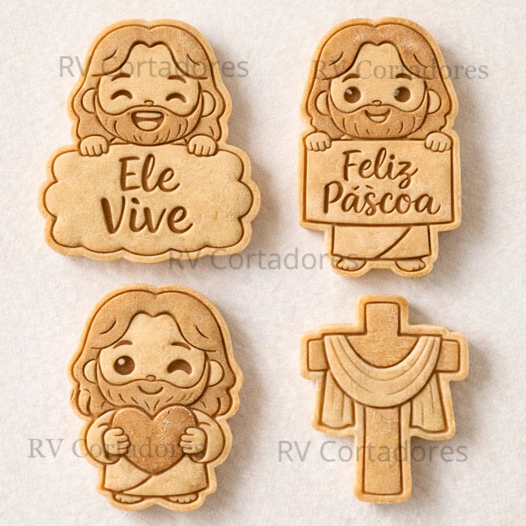 Cortadores Páscoa - Kit Ele Vive - Jesus Biscoitos Religioso de pascoa Americana Biscuit Marcador