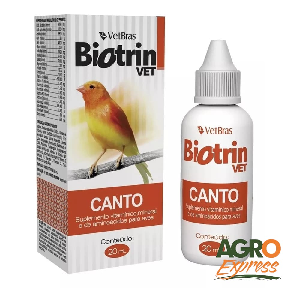 Biotrin Vet CANTO 20ml Suplemento Alimentar para Aves - VETBRAS
