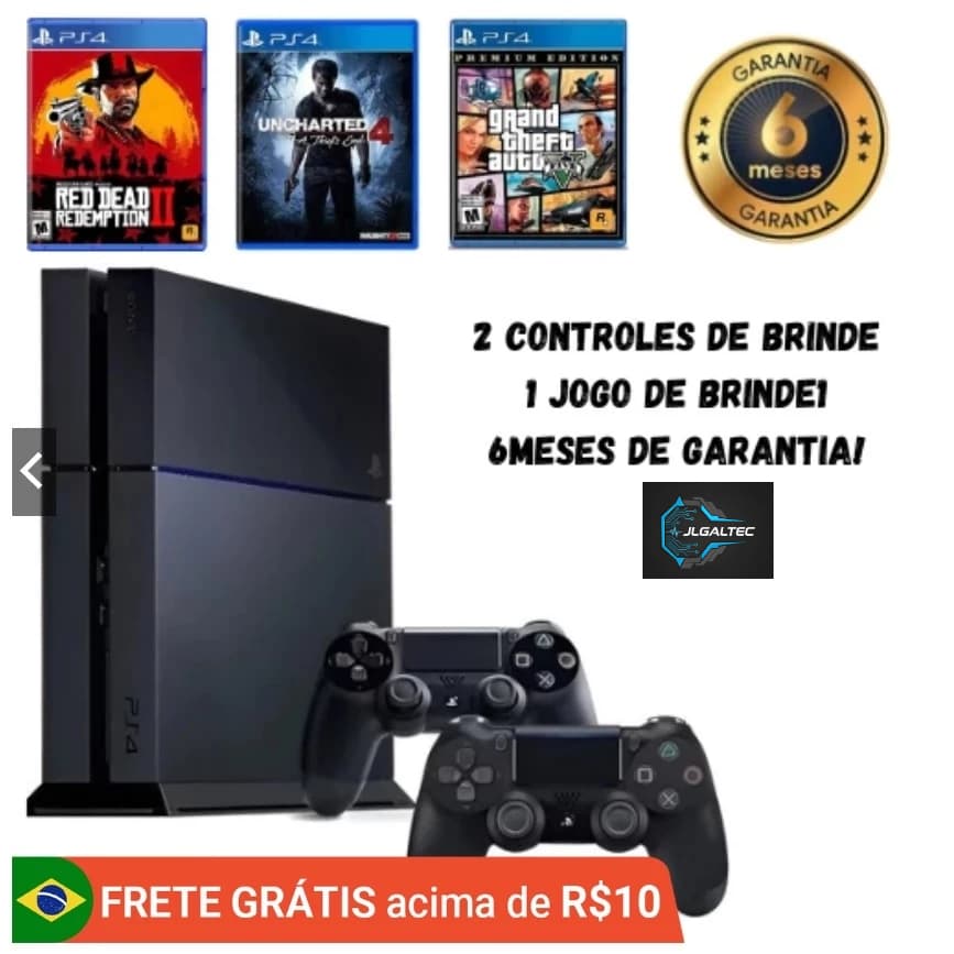 Sony Playstation 4 - PS4 FAT - HD 1Tera - 6 Meses Garantia-2 Controles + Jogo Escolha (Disponib. Estoque)