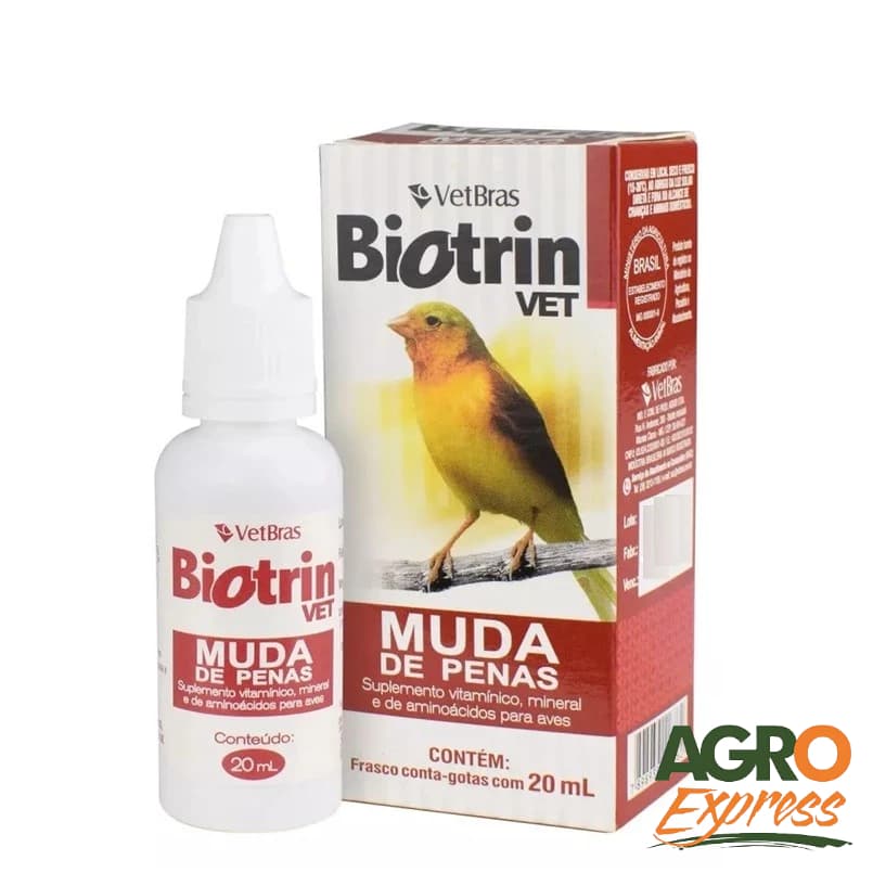 Biotrin Vet MUDA DE PENAS 20ml Suplemento Vitamínico para Aves - VETBRAS