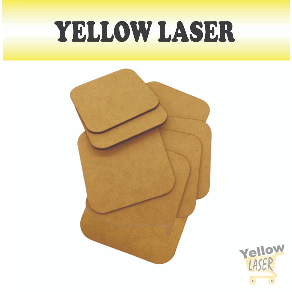 KIT QUADRADO COM PONTA ARREDONDADA 100 UNIDADES MDF 3mm CRU VÁRIOS TAMANHOS 3CM, 4CM, 4,5CM, 5CM, 6CM, 7CM 8CM 9CM 10CM