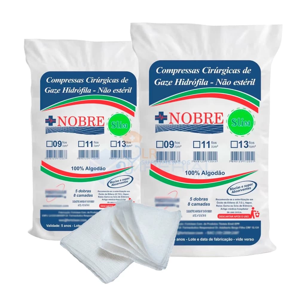 2x Pacote de Gaze Nobre Slim 9 Fios 100% Algodão Gazes Hidrófila Curativo Proteção Limpeza