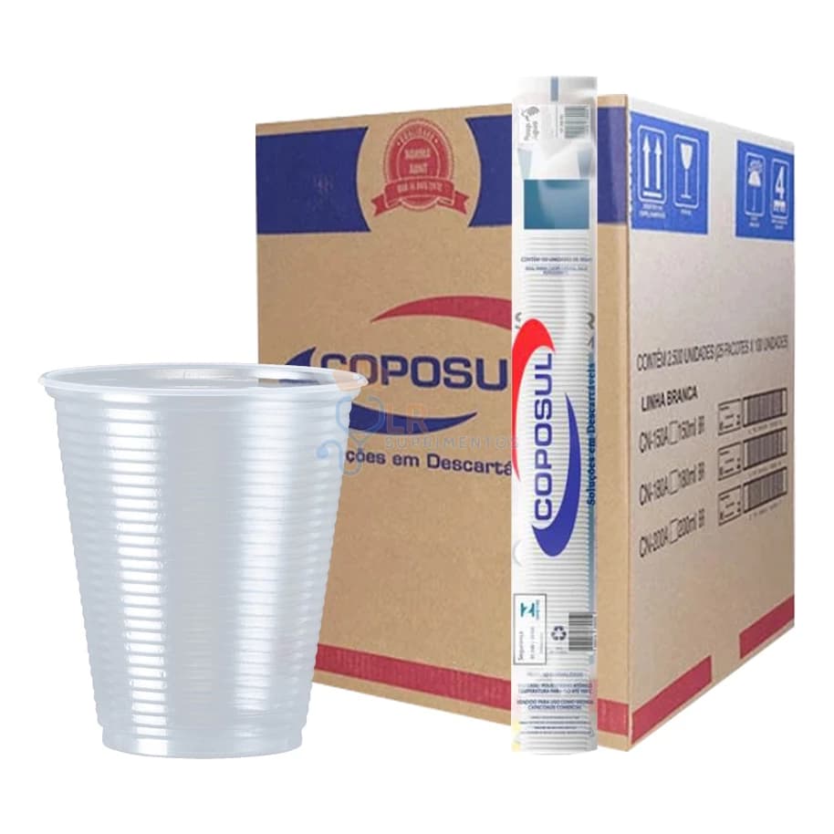 COPO DESCARTÁVEL 180ML PS COPOSUL 500un / 1000un - ATACADO, FESTAS, SUCOS E REFRIGERANTES