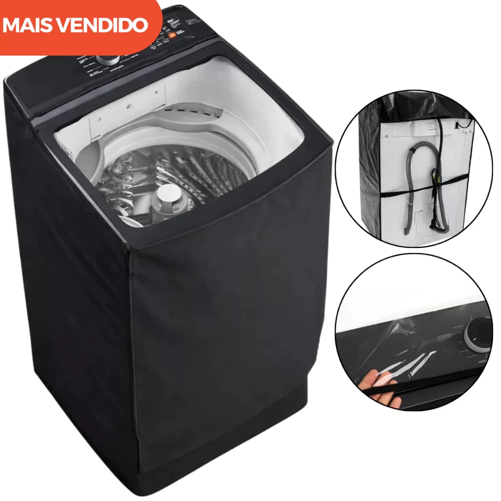 Capa Maquina Eletrolux Led Lev Lec Leh 15kg 17kg Ziper Impermeavel Reforçada