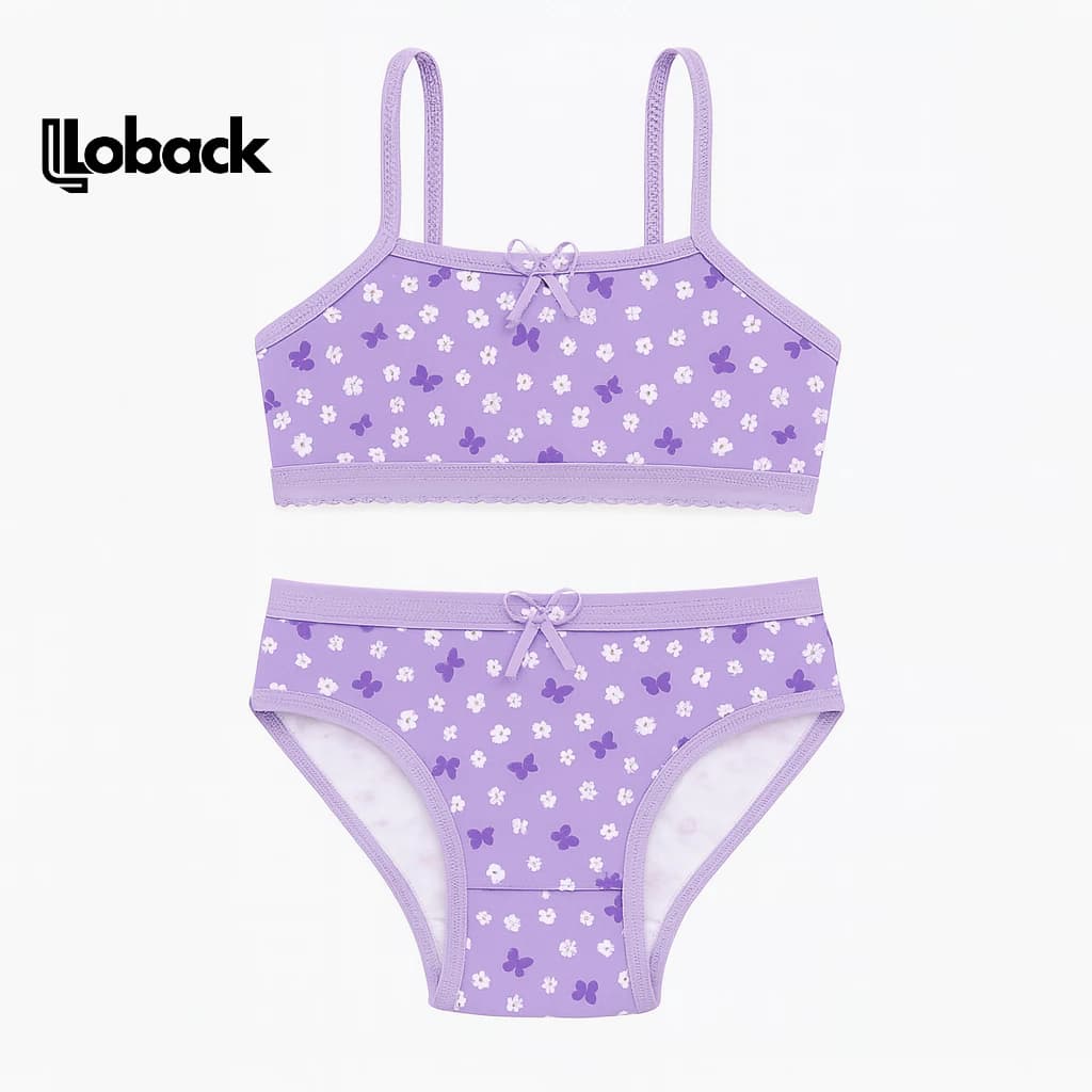 Kit 5 e 3 Conjunto Infantil Feminino com Top e Calcinha em Algodão Cores Sortidas