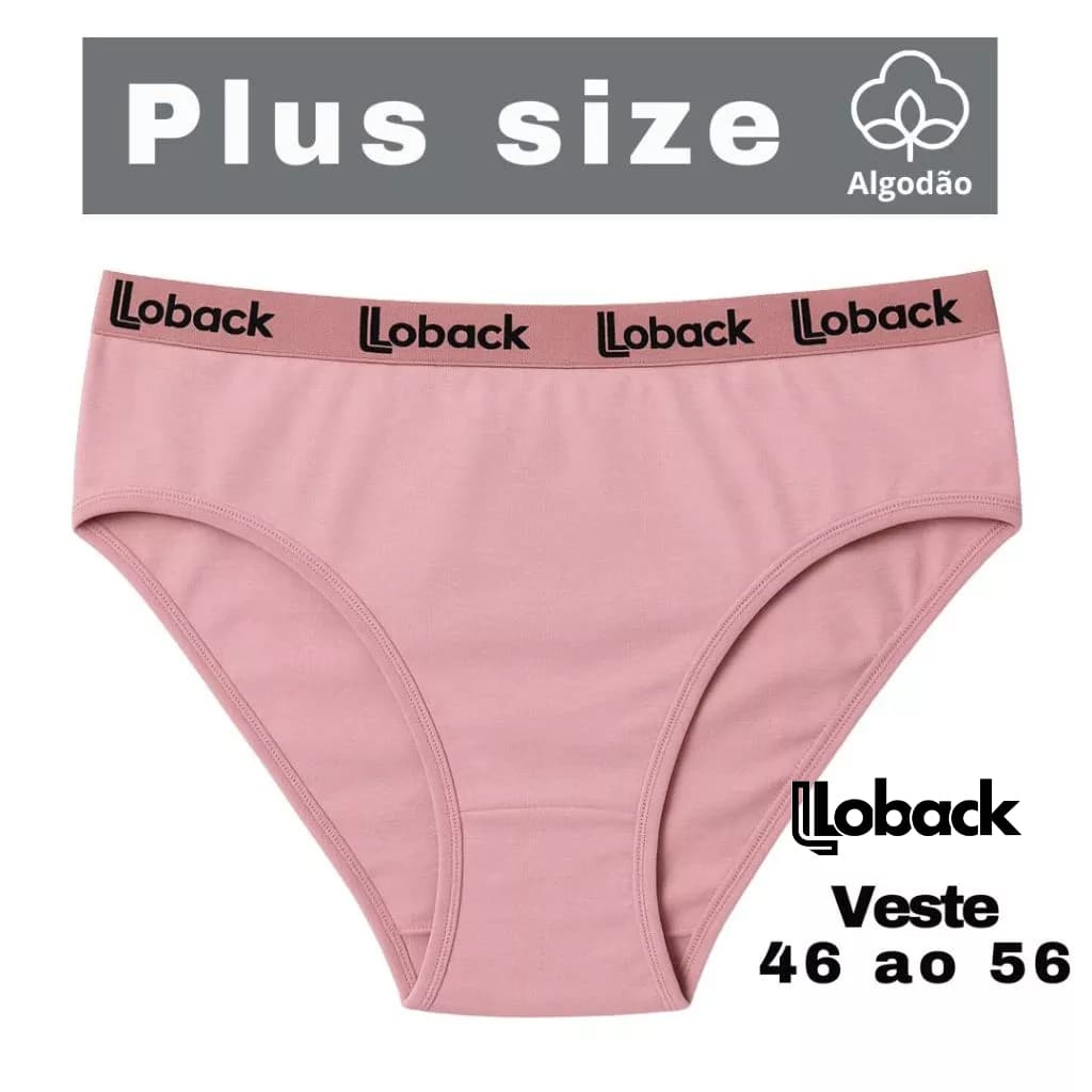 Kit 5 Calcinha Plus size Cintura Alta 100 % Algodão/Cotton Ref 301